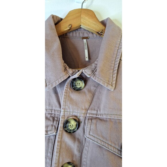 FREE PEOPLE Eisenhower Denim Jacket Sz M Dusty Rose Slouchy Cropped‎ Casual Work - Picture 6 of 8